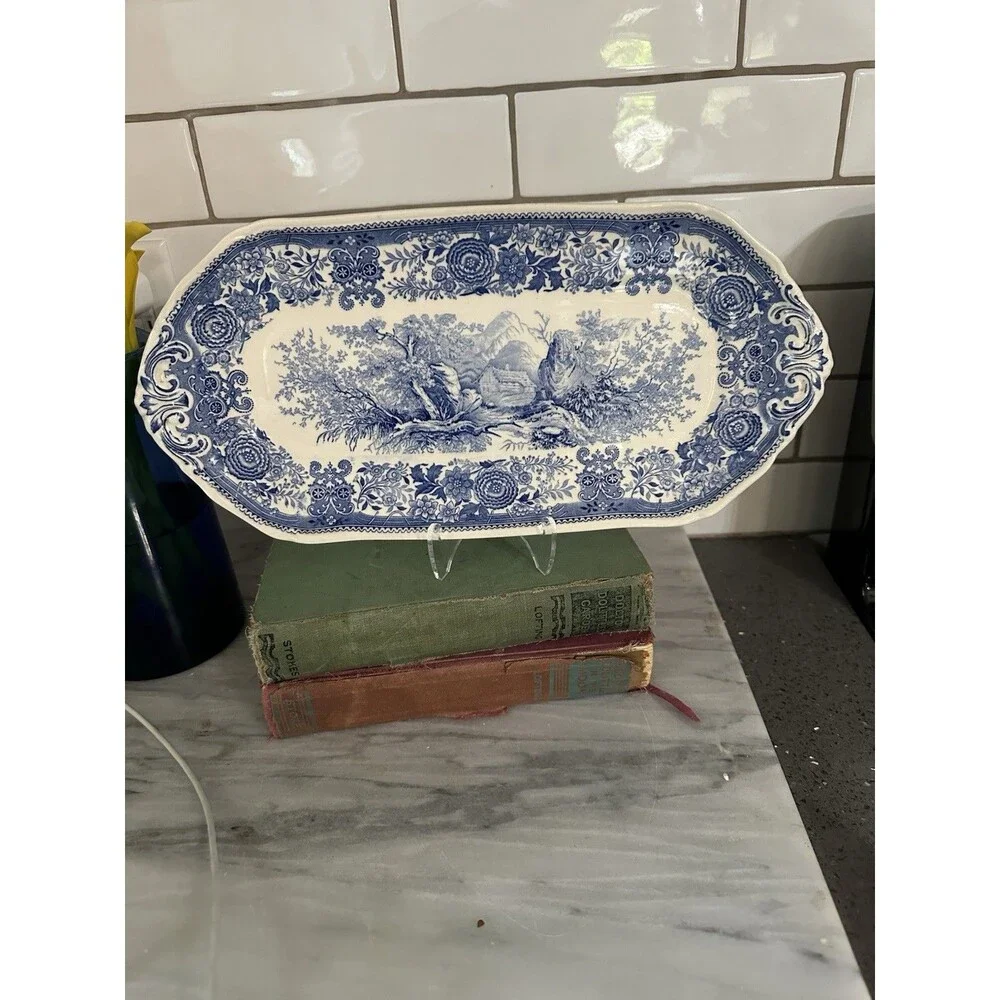 Vintage Villeroy & Boch Blue Serving Platter Wall Plate Burgenland Cottage 12”